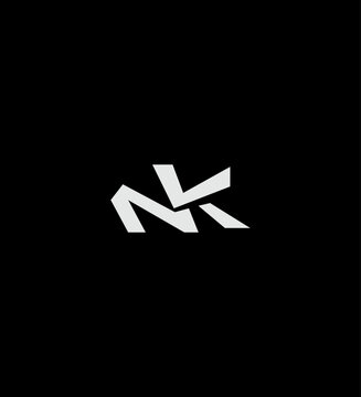 Abstract NK Monogram Logo Design Modern, Minimalist, Geometric, White, Black