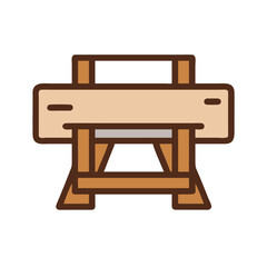 Sawhorse Illustration: Woodworking Project Support and Construction Equipment