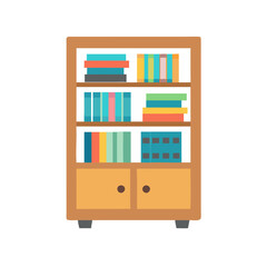 Simple colorful bookcase illustration on a black background