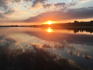 sunset over the river