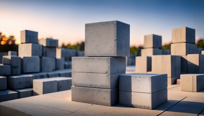 Heavy Concrete Blocks Outdoors 