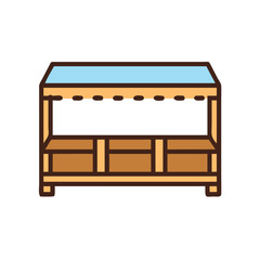 Simple Illustration of a Market Stall on Black