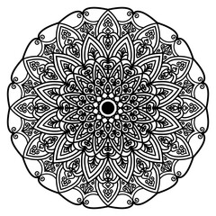 Fototapeta premium A vintage floral mandala ornament with a round lace pattern and ornate arabesque design