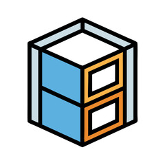 Abstract Blue and Orange 3D Cube with Black Background