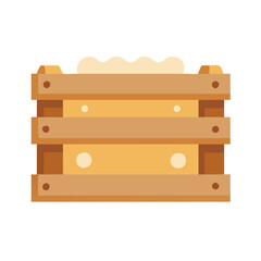 Cartoon Wooden Box with Cheese on Black Background