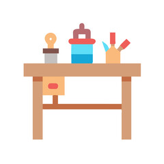 Crafting table vector illustration on black background design