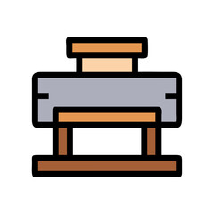 Simple Cartoonish Workbench Illustration Against Black Background Image