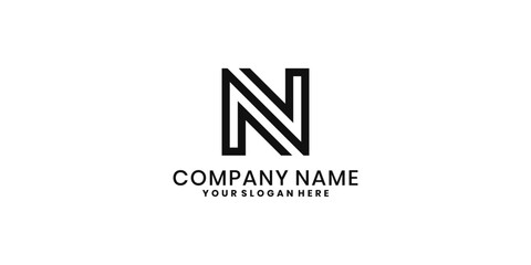 Modern N letter logo design with minimalist lines and style