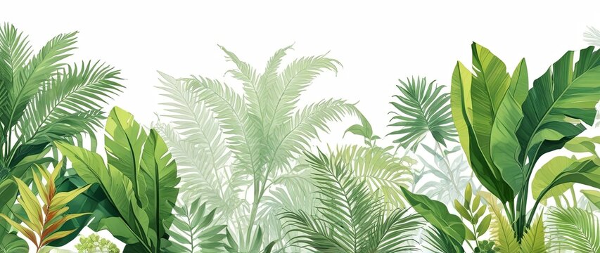 Ilustraci&oacute;n de hojas tropicales. marco. fondo blanco