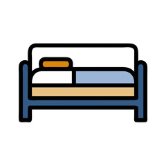 Isolated Bed Icon on Black Background Sleep Illustration