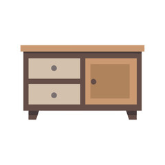 Minimalist cabinet illustration with drawers and door