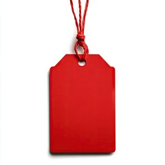 Red price tag hanging on string