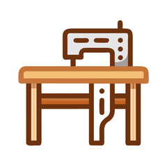 Sewing Machine On Table Icon Illustration Isolated