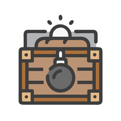 Booby Trap Treasure Chest, Game Asset Vector Illustration