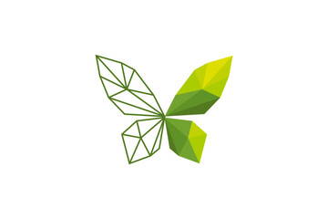 Polygonal butterfly icon and logo Vector