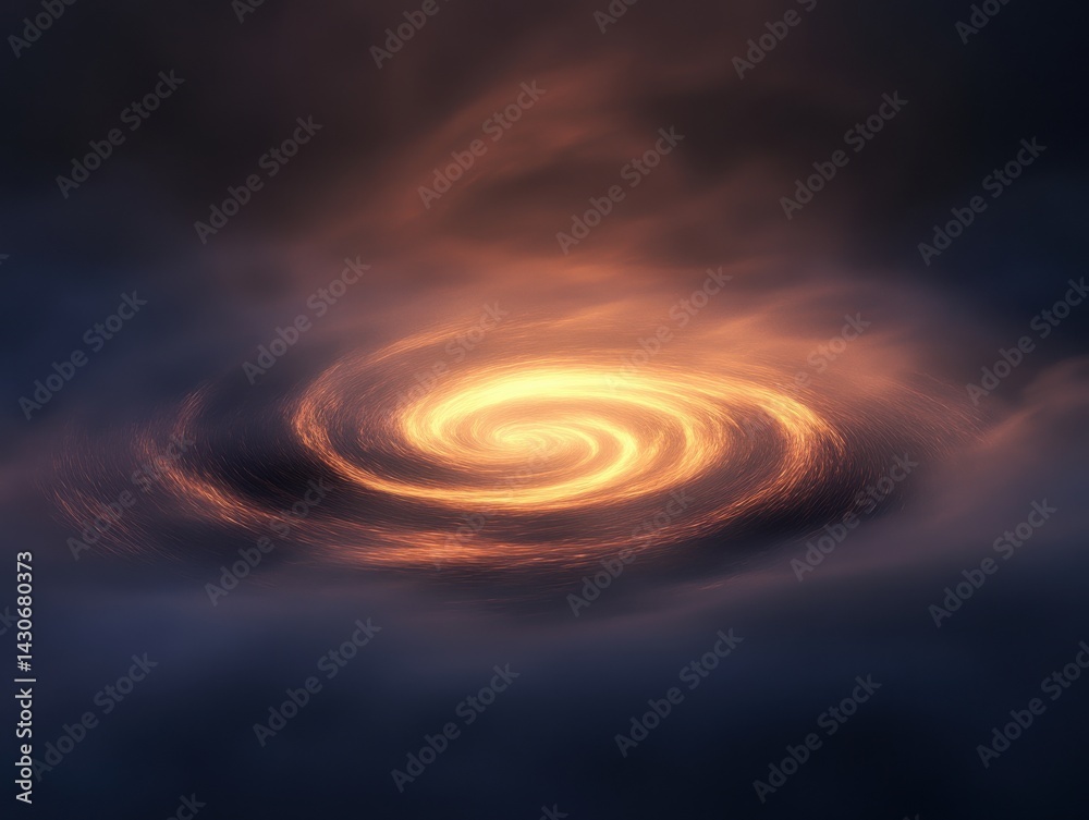Fototapete spinning fog swirl element on a glowing thread backdrop