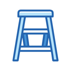 Blue Step Stool Isolated on Black Background Icon
