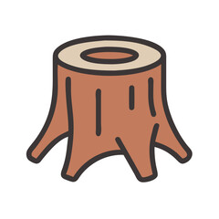 Stylized tree stump vector icon with black background