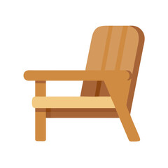 Modern Wooden Adirondack Chair Illustration on Black Background