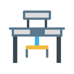 Simple Desk and Chair Illustration on Black Background