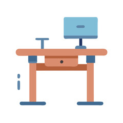 Vector graphic of desk with computer and accessories