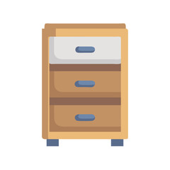 Wooden Drawer Cabinet with Three Drawers, Illustration