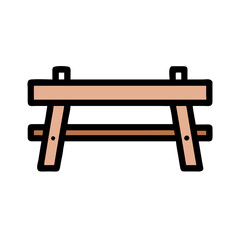 Simple wooden bench vector illustration on black background