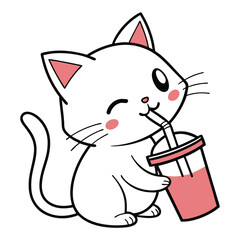 Playful Cartoon Cat Vector with Baby Kitten Charm

