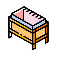Isometric Honey Bee Hive Box Stand Illustration Icon