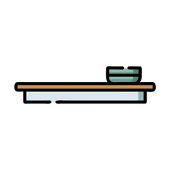 Simple wooden table with a bowl illustration vector