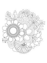 Flower Zentangle Outline Drawing for Inner Peace