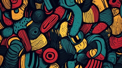 Fototapeta premium Abstract colorful doodle pattern background.