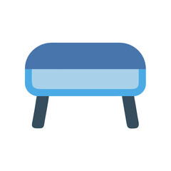 Blue cartoon footstool on a black background illustration