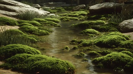 Moss covered creek bed nature photography