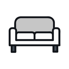 Minimalist White and Gray Two-Seat Sofa Vector Illustration