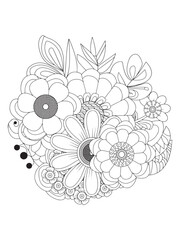 Blooming Zentangle Flower Drawing for Color Therapy
