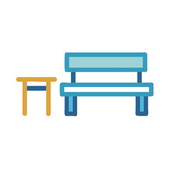 Park Bench and Side Table Simple Icon Illustration