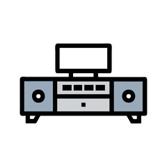 Retro Stereo System: Vintage Audio Technology Illustration
