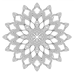 A black and white mandala illustration line art of a coloring page