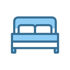 Stylish light blue bed icon on black background