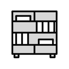 Modern Bookshelf Icon: Organization, Storage, Furniture, Minimalist Style