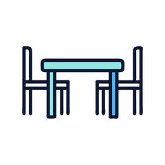 Fototapeta premium Minimalist Dining Table and Chairs Illustration on Black