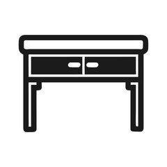 Outline Drawing of Wooden Desk with Two Drawers