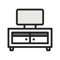 TV and stand vector on a black background