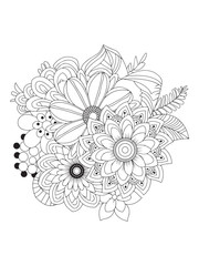 Zentangle Flower Mandala Line Art for Calm Coloring