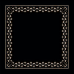Vintage decorative golden frame. Gold Decorative border frame deco vector label. Square floral european pattern frame arabesque. Elegant element for square surfaces, laser cutting, invitation, textile