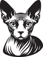Sphynx Cat Vector Black and White Line Art Illustration