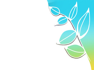 abstract design with leaf lines overlaying a transparent gradient background and bright blue to green suitable for covers, invitations and business cards