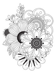 Artistic Flower Zentangle Design for Zen Coloring