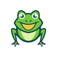 Obraz premium Cheerful frog mascot logo design featuring cute smiling face on white background